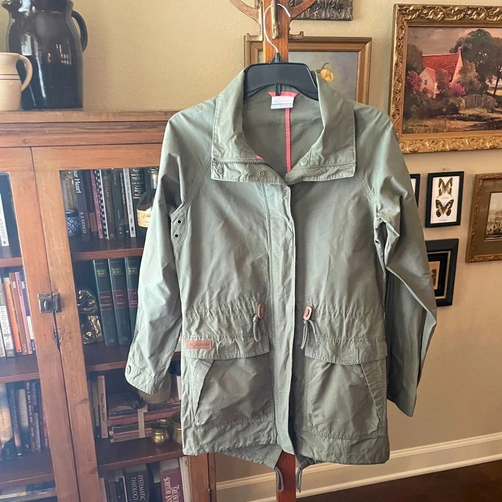 Columbia women’s light utility jacket full zip drawstring SZ S sage army green - Picture 3 of 12